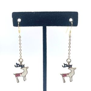 Christmas Reindeer Dangle Earrings Laminate